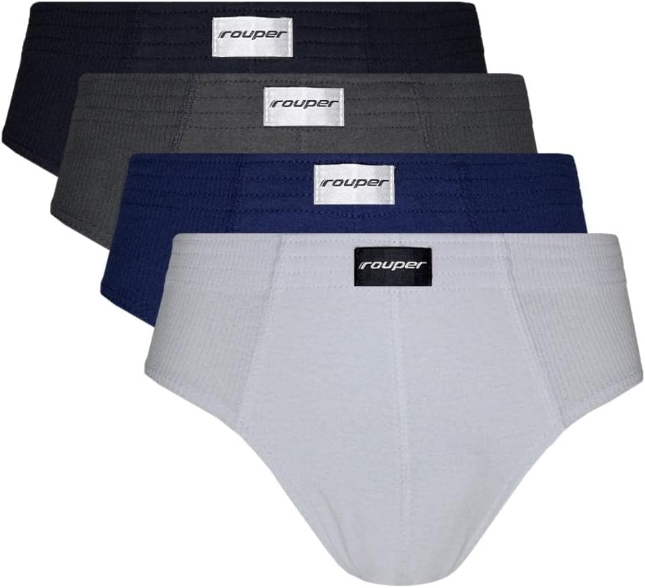 Kit 4 Cuecas Plus Size Slip Algodão Rouper Masculino Cor:multi-colored