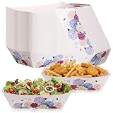 LemonRoad 50 Pcs Colorful Hydrangea Paper Plates Colorful Floral Disposable Waterproof Food Bowl Tray 1 lb Berry Plates Bulk for Baby Shower Summer Themed Birthday Party Supplies