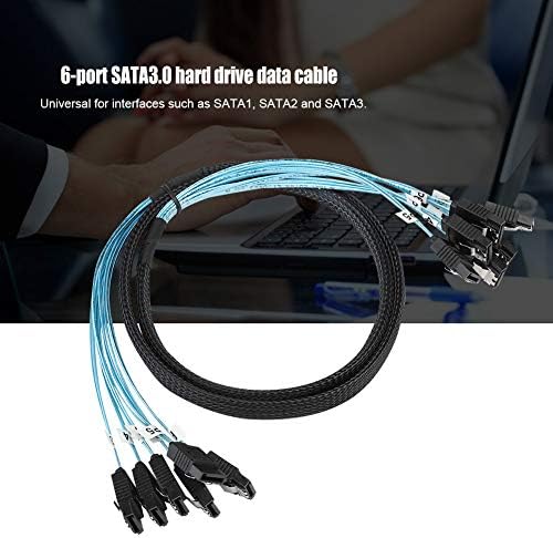SATA Data Cable-6-port 1m 6.0Gbps SATA3.0 Braided Computer Case Hard Disk Data Cable 6-in-6-out