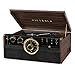 Victrola 6-in-1 Wood Bluetooth Mid Century Record Player with 3-Speed Turntable, CD, Cassette Player and Radio with Storage Stand