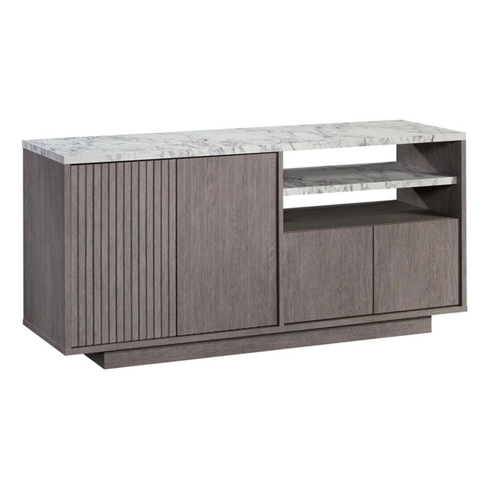 Sauder East Rock Engineered Wood Credenza in Ashen Oak Finish