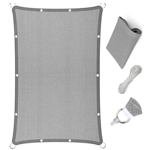 Edens Decor Grey 4 x 5 Straight Flat Edge Sun Shade Sail with Grommets Heavy Duty Pergola Canopy Cover 170 GSM UV Block Mesh for Outdoor Patio Deck or Porch