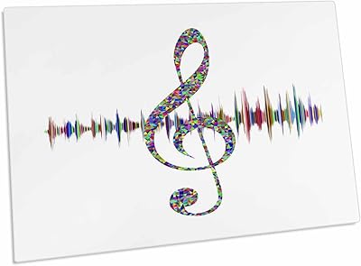 3dRose Music - Image of Glitter Note On Color Sound Waves - Desk Pad Place Mats (dpd-255458-1)