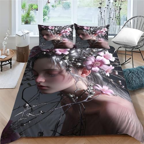 Housse de couette 220x240 fille grise en microfibre respirante - 2