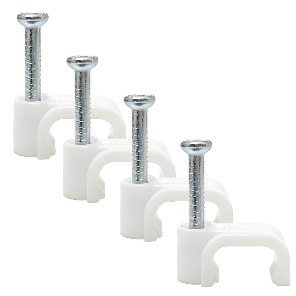 JBSTK 100 Stück Kabelschelle 6mm eckig - weiß - 100stk.Kabelklemmen Kabelclips Kabelhalter für Flachkabel