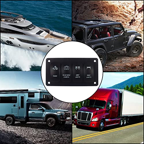 Image of Customize 4 Way Rocker Switch Panel White Led Toggle Switch Panel for Car Boat Marine RV Side by Side UTV Dashboard IP66