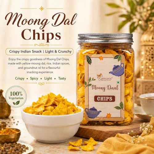 Image of Chocovic Moong Dal Chips 85g | Crispy & Protein-Packed Snack | Made with Premium Moong Dal | Healthy Vegetarian Crunchy Chips | Perfect Anytime Snack for Home, Office & Travel