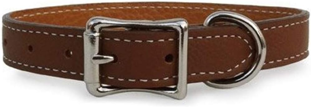 Auburn Leathercrafters Luxury Italian Leather Tuscany Dog Collar - Brown - 22