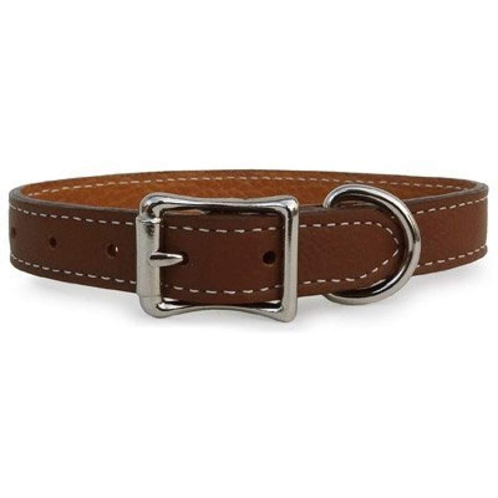 Auburn Leathercrafters Luxury Italian Leather Tuscany Dog Collar - Brown - 22
