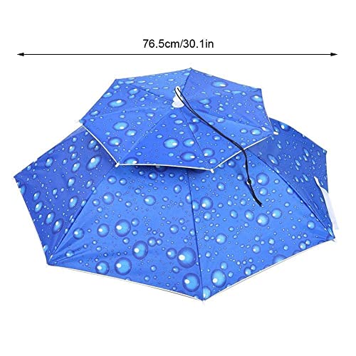 77cm Paraplu Hoed, Outdoor Hoofddeksels Paraplu met Zonnebrandcrème Winddicht Tuinieren Zonnescherm Op het Hoofd Gemonteerde Paraplu Top Opvouwbare Hoed Paraplu voor Volwassenen en Kinderen(Blauw) - Image 5