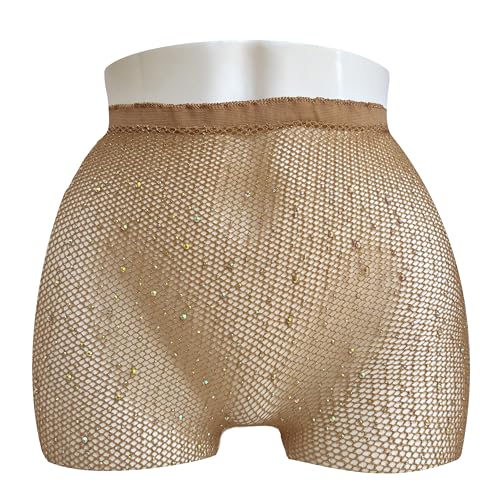 Image of Skintone Carnival Stockings | Gold Glitter Fishnet Tights for Caribbean Women