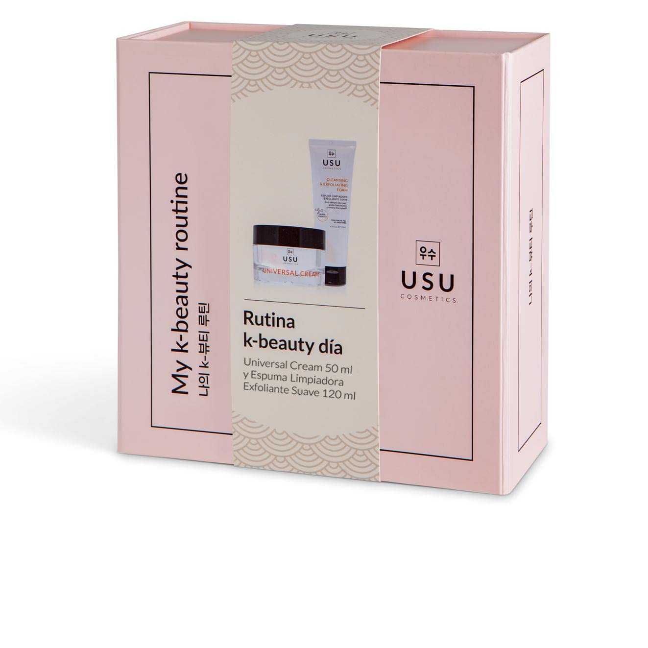 K-Beauty Day Routine Pack - Mousse Nettoyante Exfoliante Douce + Crème Universelle - Aide à nettoyer la peau - Nourrit et hydrate la peau en profondeur - USU Cosmetics