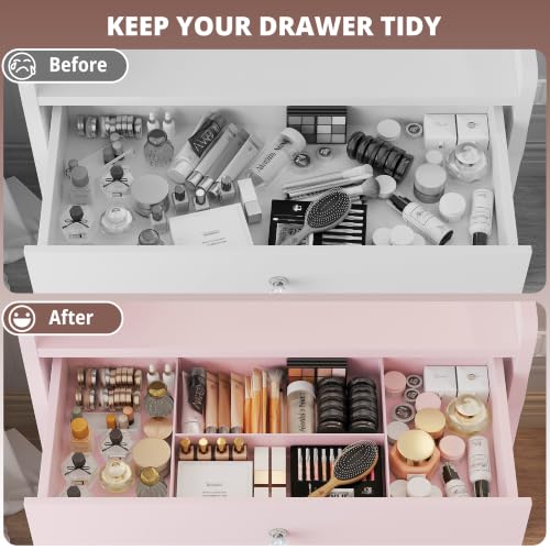 Image of LIKIMIO Small Vanity Desk with Mirror Lights and Storage Stool, Pink