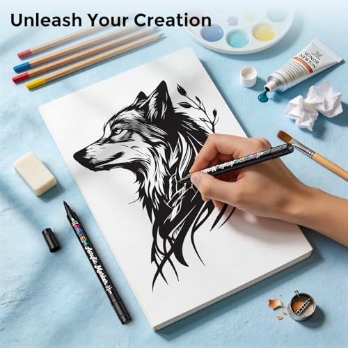 Image of Betem 2 Black Paint Markers for Glass, Dual Tip Acrylic Paint Pens