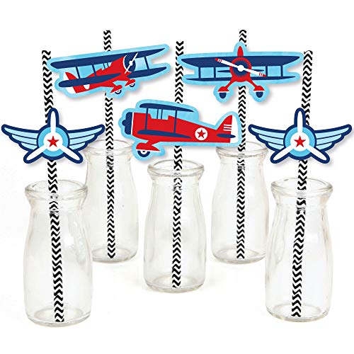 Decoración con Pitillos de Papel Temática Avión - Set 24 miniatura 1