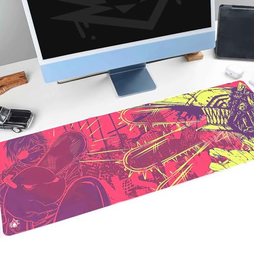 Image of Chainsaw Man Anime Desk Mat Extra Large (80cm x 30cm x 3-4mm), Chainsaw Graffiti Printed Anime Anti-Slip Mouse Pad