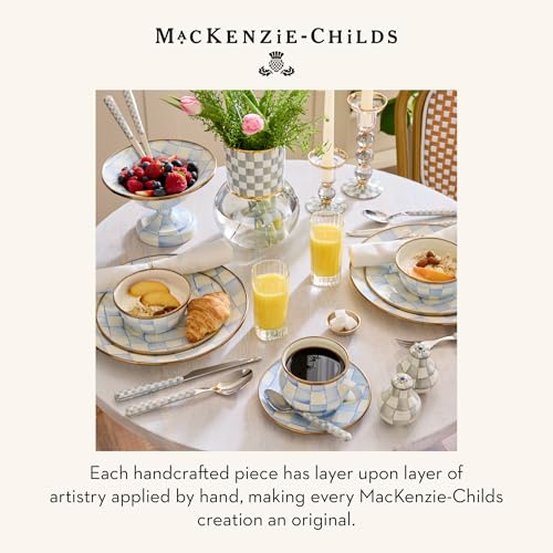 Image of MACKENZIE-CHILDS Three-Tier Sweet Stand, Light-Blue-and-White Sky Check