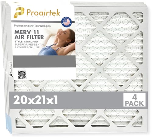 Filtres à air MERV 11 Proairtek 20x21x1 | Lot de 4 pour la purification du système CVC résidentiel
