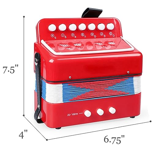 Image of Tosnail Kids Piano Percussion Accordion Musical Toy, Red
