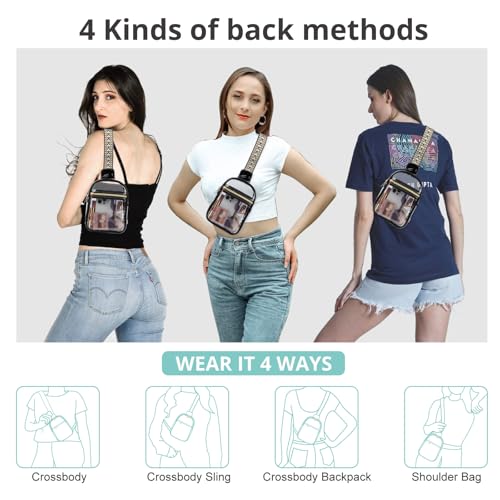 Bunnychill Clear Sling Bag Stadium Approved Fanny Pack Cross Body for Women Men Transparent Chest Crossbody Purse With Adjustable Guitar Straps for Sports, Events, Concerts - Thumbnail 6