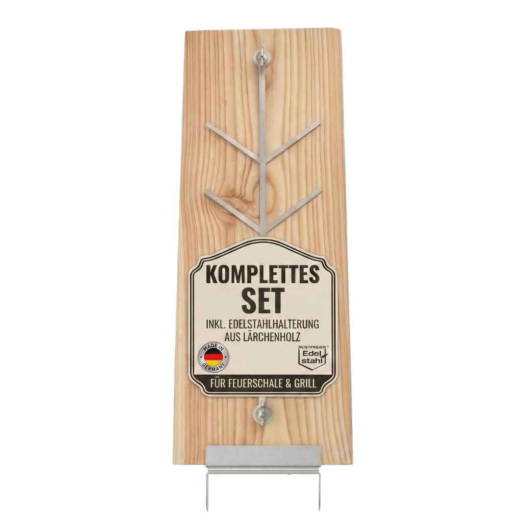 Tabla Flame Salmon Tabla Flame Salmon de Madera de alerce Resistente con Soporte de acero Inoxidable de Aprox. 500 x 175 x 20 mm La Tabla Flame Salmon para Asar es Compatible con Todos los braseros c