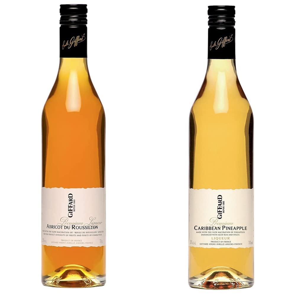Giffard - Liqueur Abricot du Roussillon - Recette Française - Subtile et Gourmande - 70 cl & Liqueur Ananas des Caraïbes 20% 70 cl