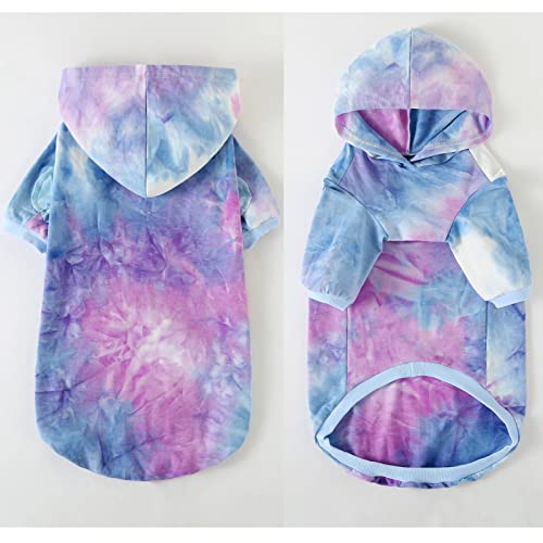 Pripre Dog Cotton Tie Dye Hoodie Blue Pullover Sweatshirts Soft And Stretch Pets Clothes Hooded For Large Dogs(Blue 2Xl) #TOP1
