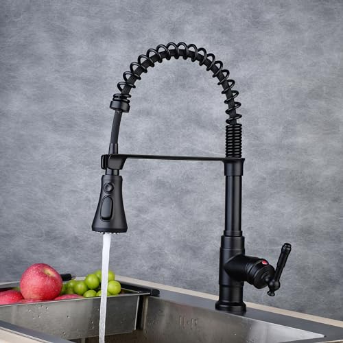 Pull Out Commercial Kitchen Taps:Professional High Arc Kitchen Sink Taps with Swivel Spout and Pull Out Sprayer