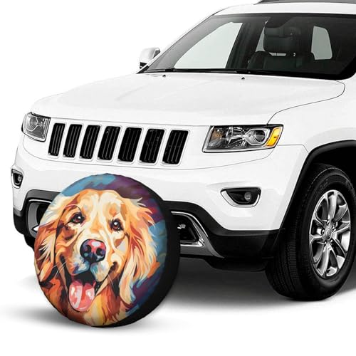 Image of Funny Dog Spare Tire Cover Wheel Protector Weatherproof Wheel Cover Universal Decorative Accessories for Camper RV SUV Travel Trailer 14 inch