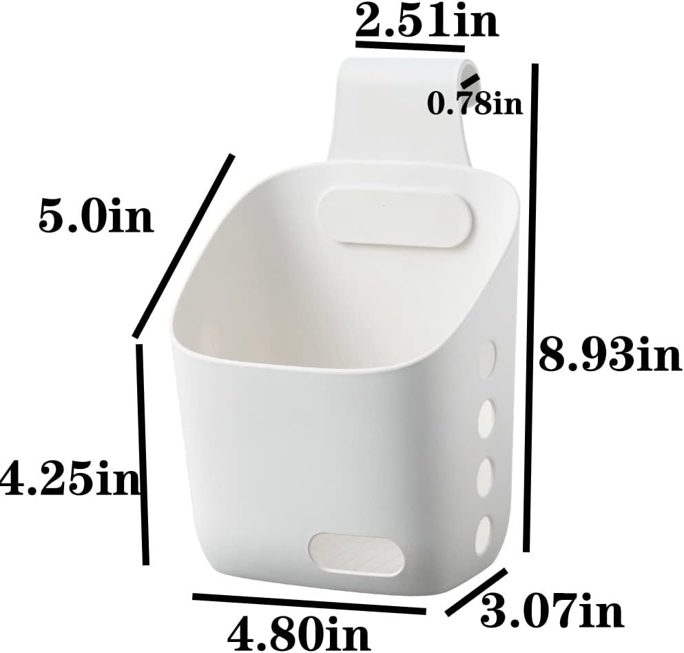 LeleCAT Plastic Hanging Basket Kitchen Storage organizer, Basket with Detachable hook, Hang it behind a door or on a railing, Over the Cabinet Door (White, Small-2 Pack) - Image 2