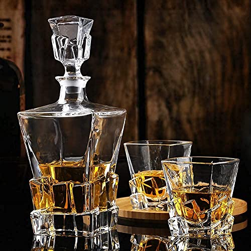 Image of Crystal Clear 7 Pcs Decanter and Glasses Set- Stylish 1 Decanter 800ML and 6 Pcs Glass Set 320ML- Perfect for Whiskey, Scotch, Wine, Vodka, Tequila, Rum