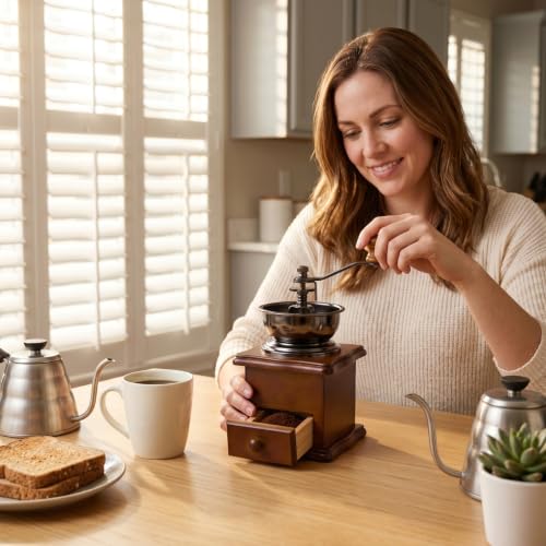 Molinillo de café manual con grosor ajustable que evita quemar el grano 6