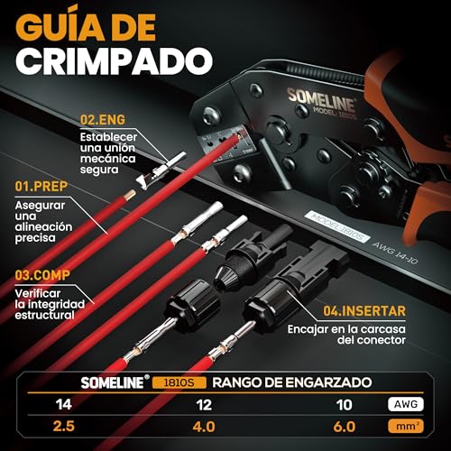 Miniatura 2 de Someline 6 Pares Solar Panel Cable Conector, Kit De Crimpadora Solar Alicates, Conector Solar Fotovoltaico, Pv Connector, Conectores De Cable De Panel Solar Para Sistema Fotovoltaico