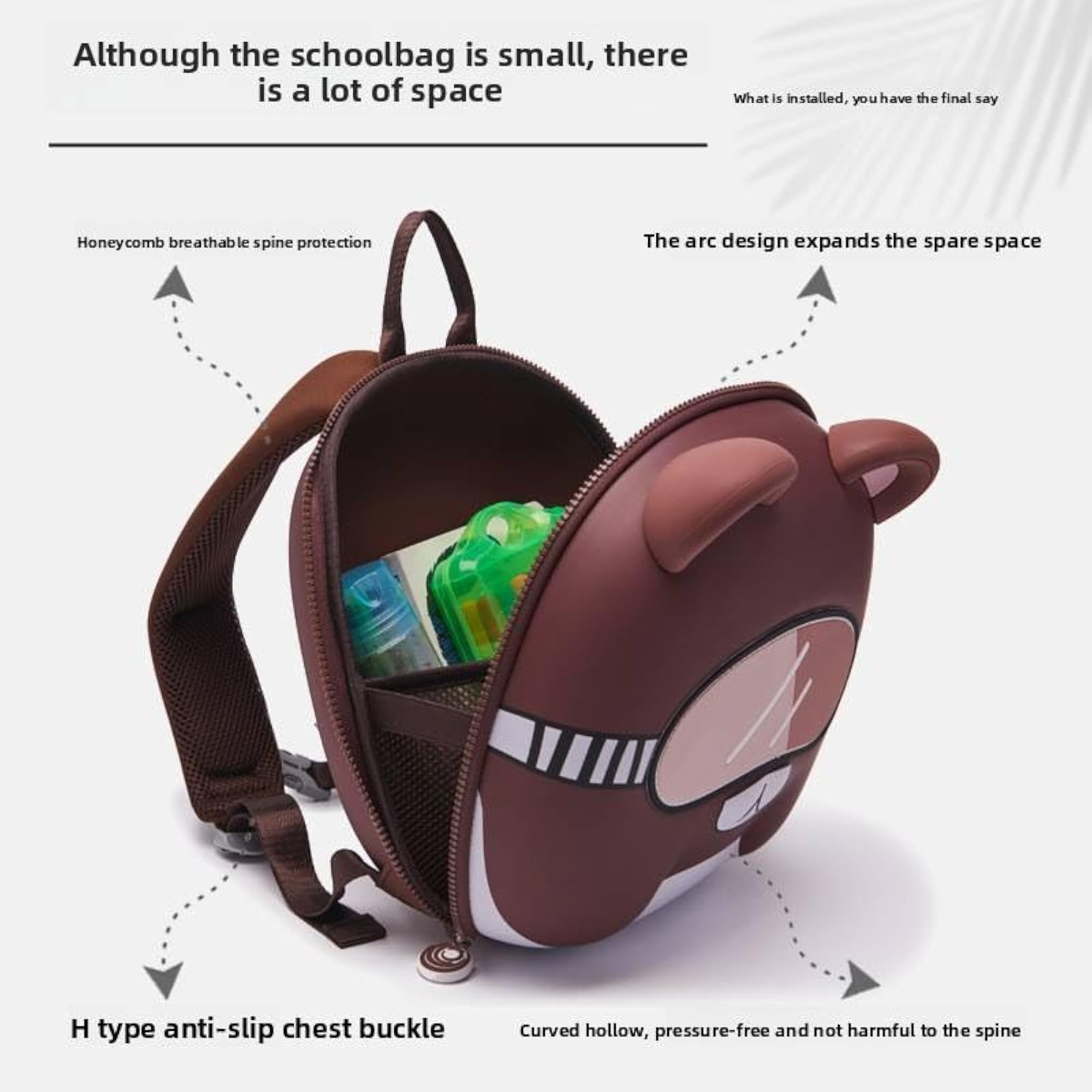 3D Kids Backpack, Pink/Brown Cute Animal Design
