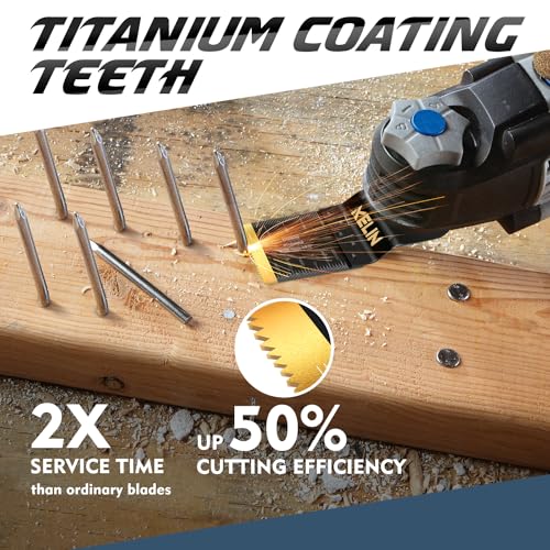 Image of KELIN 32pcs Titanium Oscillating Tool Blades, Universal Multitool Blades for Metal Wood Cutting, Oscillating Saw Blade for Metal Hard Material, Multi Tool Blades Kits Fit Dewalt Bosch Milwaukee Ryobi