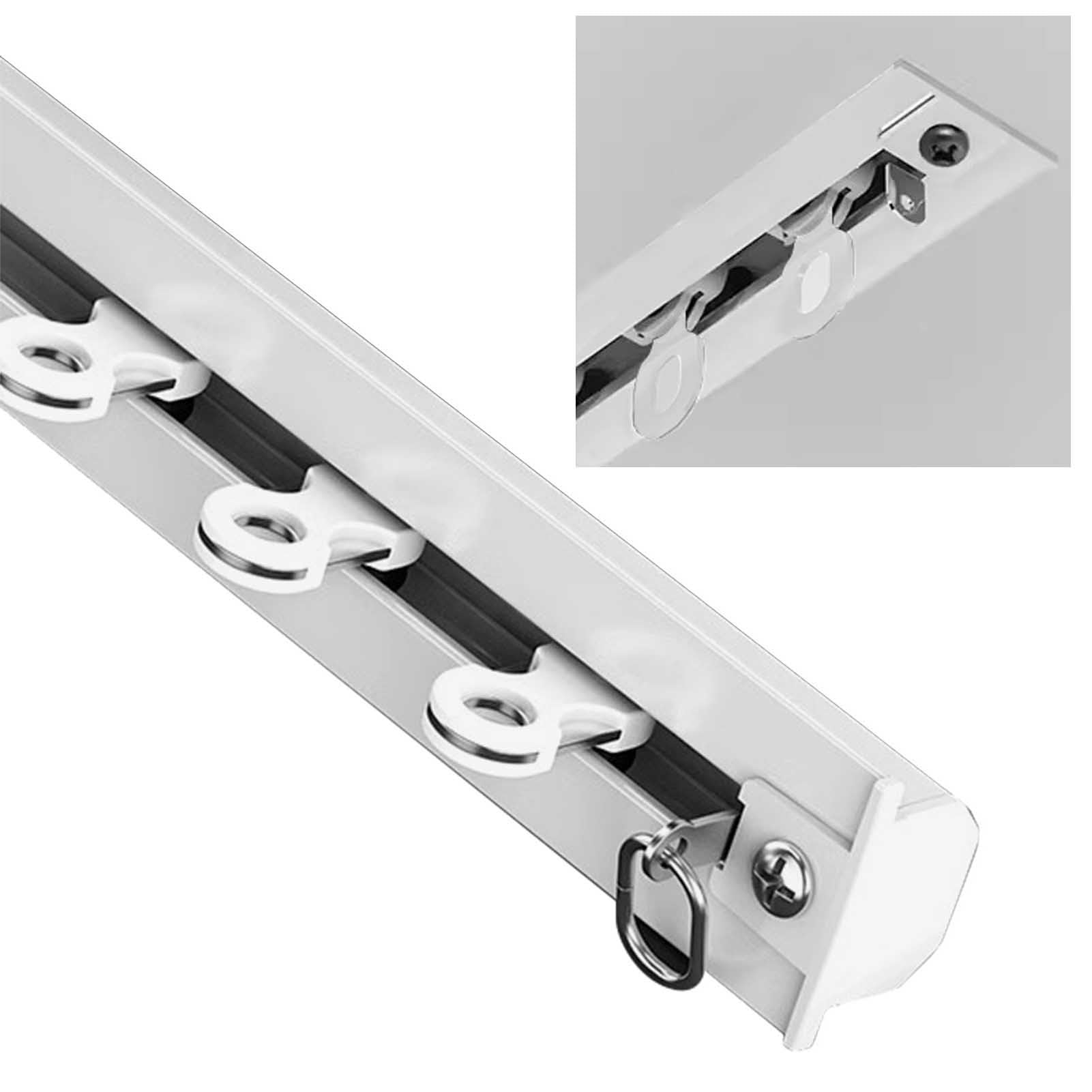 SFNIOKFG Recessed Curtain Rails Pole 3 to 26 ft Long, Hidden Curtain Rod Ceiling Mount, Embedded Invisible Curtain Track Set, Aluminum Alloy Curtain Rods(140cm/4.6ft)
