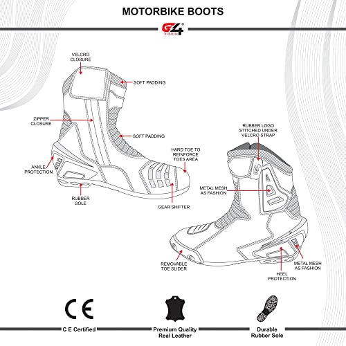 G4 VISION Real Leather Motorbike Shoes High Tech Men's Short Motorcycle Racing Sports Boot Motor Bike Riding2
