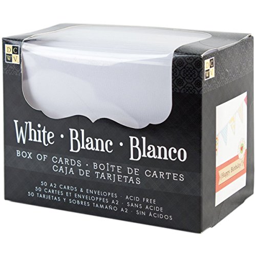 DCWV Cards and Envelopes, White, 50-Pack, Size A2, 4-1/4 x 5-1/2 inches