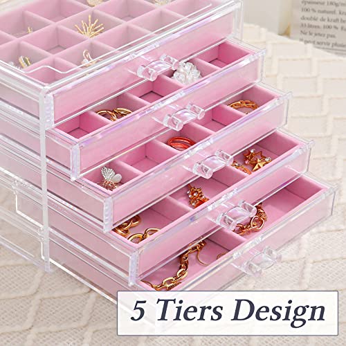 image for misaya Earring Jewelry Organizer with 5 Drawers, Birthday Present, Cle