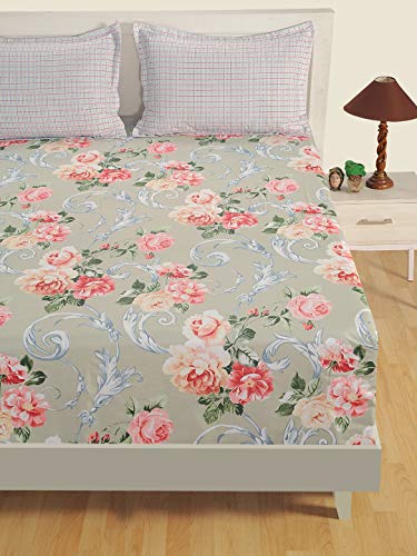 Image of Swayam Pure Cotton King Bedsheet with 2 Pillow Covers | 160 TC Soft Breathable Bed Sheet | Ethnic Motifs Printed | Size 108 x 108 inch | Comfortable & Durable for Bedroom - Blue