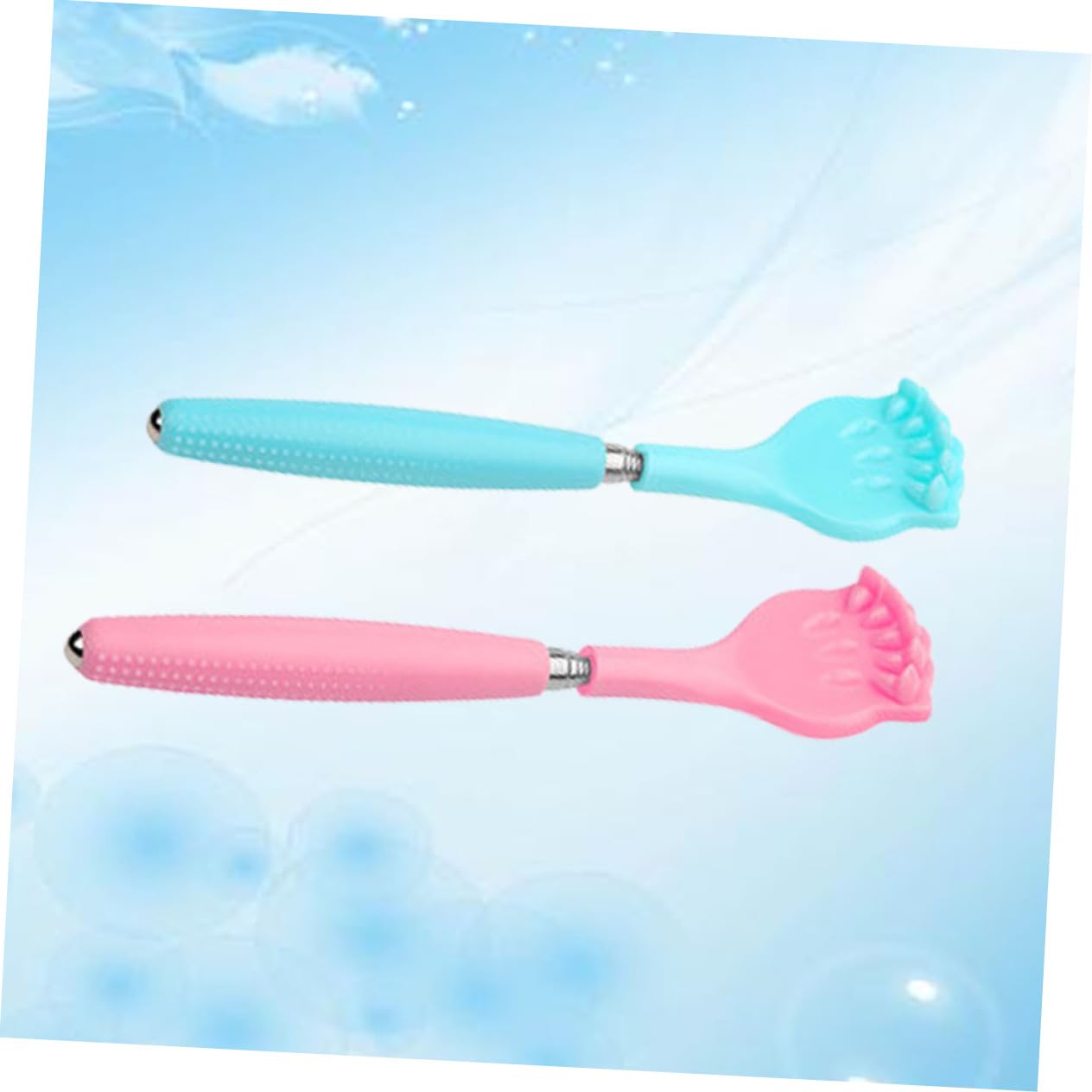 6piezas Rascador De Espalda Flexible Diseño Telescópico Masajeador Corporal Multifuncional Azul y Rosa Para Aliviar Picazón y Estrés