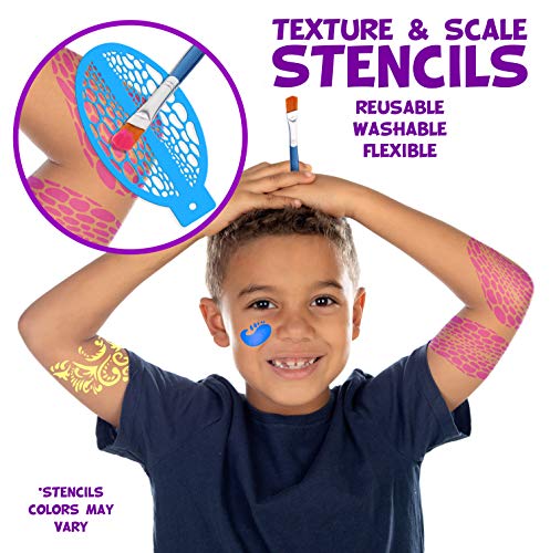 Blue Squid Face Paint Kit For Kids – 12 Color Palette, 30+3 Stencils, Washable Paints, Brushes Guide, Safe Facepainting For Sensitive Skin, Professional Quality Body & Face Facepaints Halloween Makeup #TOP3