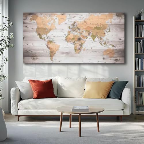 canvas Wall Art 20“x40 lagre map of the world Painting Ready to Hang Framed World Map Artwork Prints for Home - Image 6