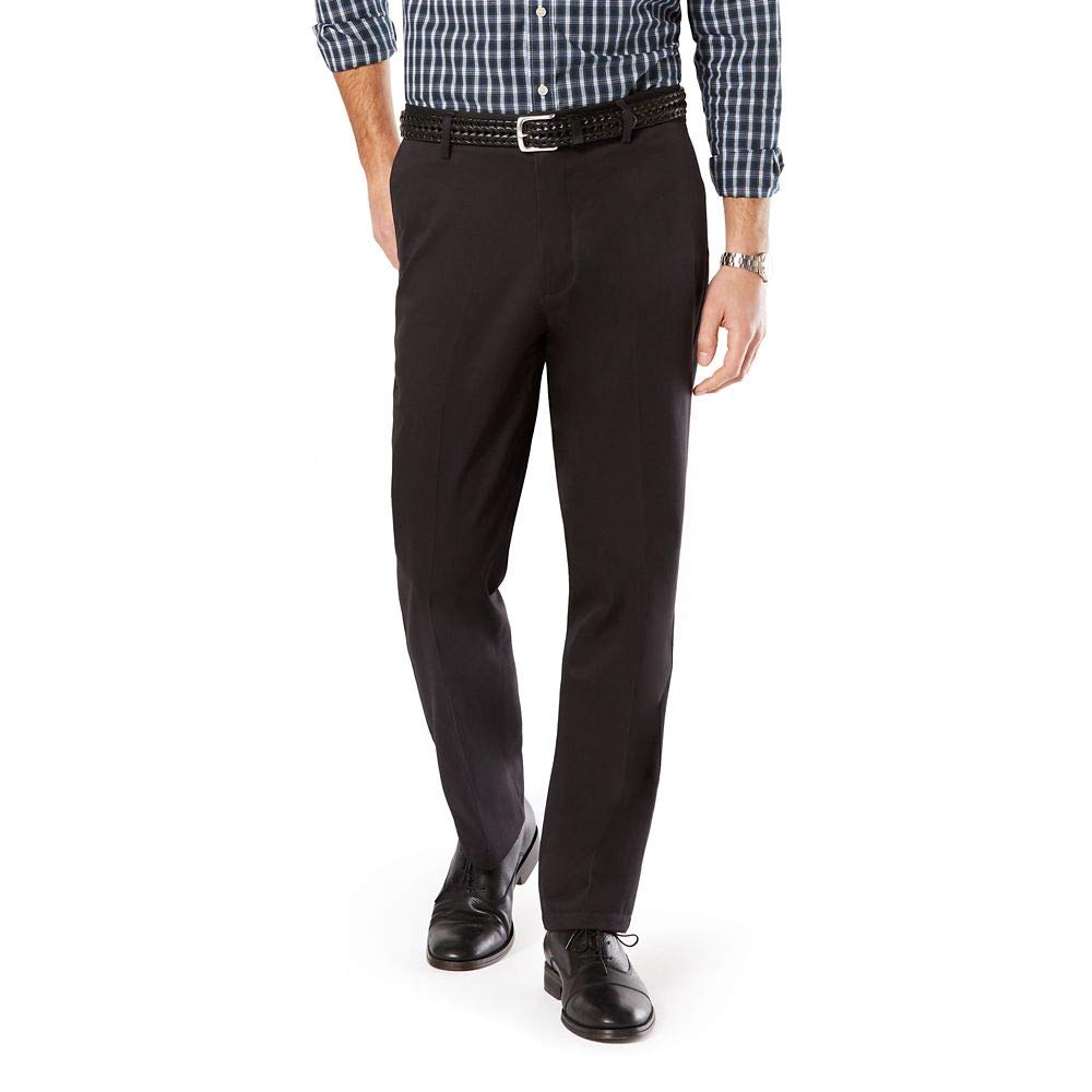 DOCKERS Men's Classic Fit Stretch Signature Khaki Pants D3, Black (Stretch), 44W x 30L