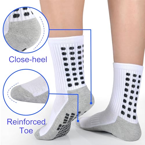 Kids Grip Soccer Socks Boys Football Non Slip Socks Cushioned Athletic Crew Socks Running Sports Kids Youth 6 Pairs - Image 5