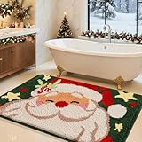 Christmas Bathroom Rug 36'x24', Extra Soft Absorbent Microfiber Thick Plush Fluffy Bathroom Rugs, Non-Slip Backing, Machine Washable Bath Rugs, Holiday Xmas Decor Indoor Bath Mats, Green, Santa Claus