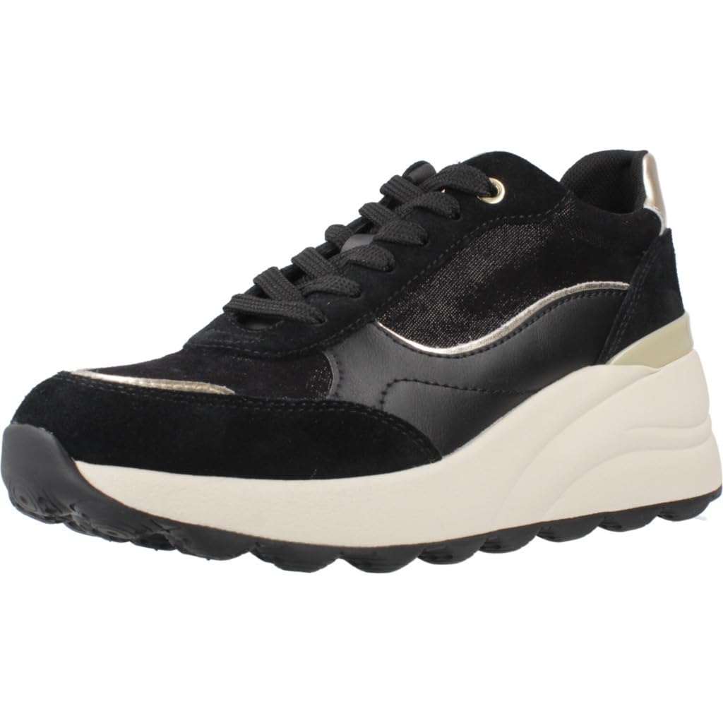 Geox Womens Dsphericaec13 Sneaker, Black, 2.5 UK