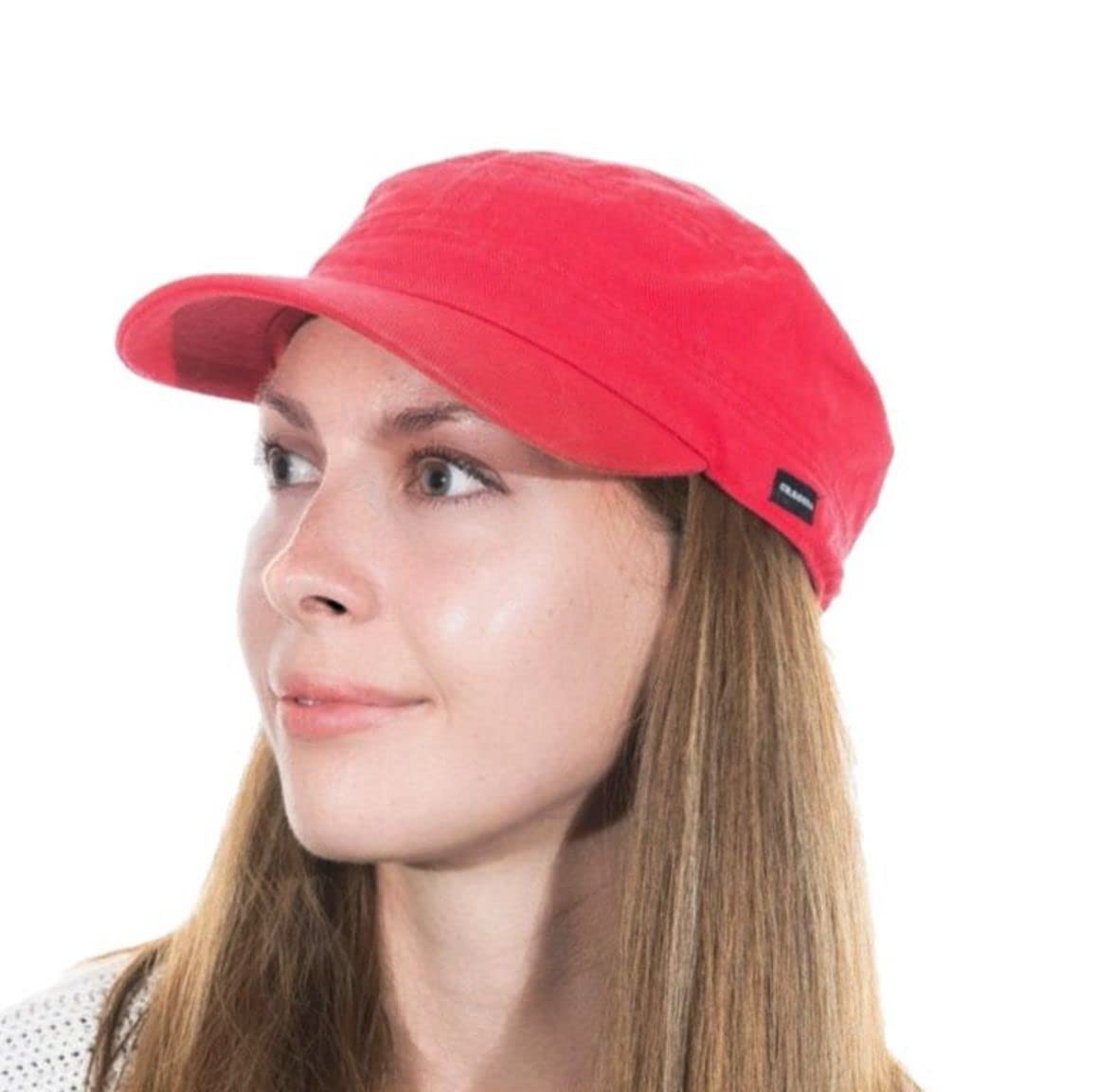 Denim Newsboy Cap Baker Boy Hat Sports Holiday Hat Red Denim Cap by CRAGGI