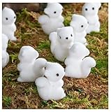 Factory Direct Craft Pack of 24 Flocked Squirrels Fall Miniatures - Tiny White Squirrel Figurines for Autumn Crafting and Thanksgiving Table Favors (1" high)