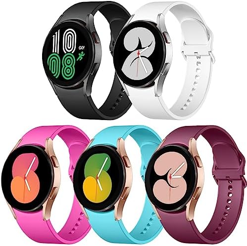 Lerobo 5 Pack Bands Compatible with Galaxy Watch 7 6 5 4 Band 40mm 44mm/ Galaxy Watch 6 4 Classic Band 43mm 47mm 46mm 42mm/Watch 5 pro 45mm,Active 2 Band, 20mm Band Soft Silicone Sport Band Women Men
